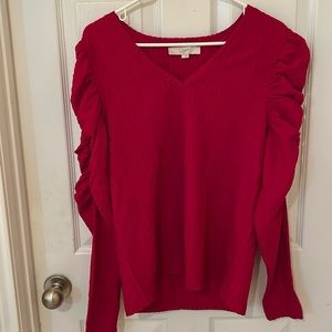 LOFT Red crimped sleeve sweater - brand NEW